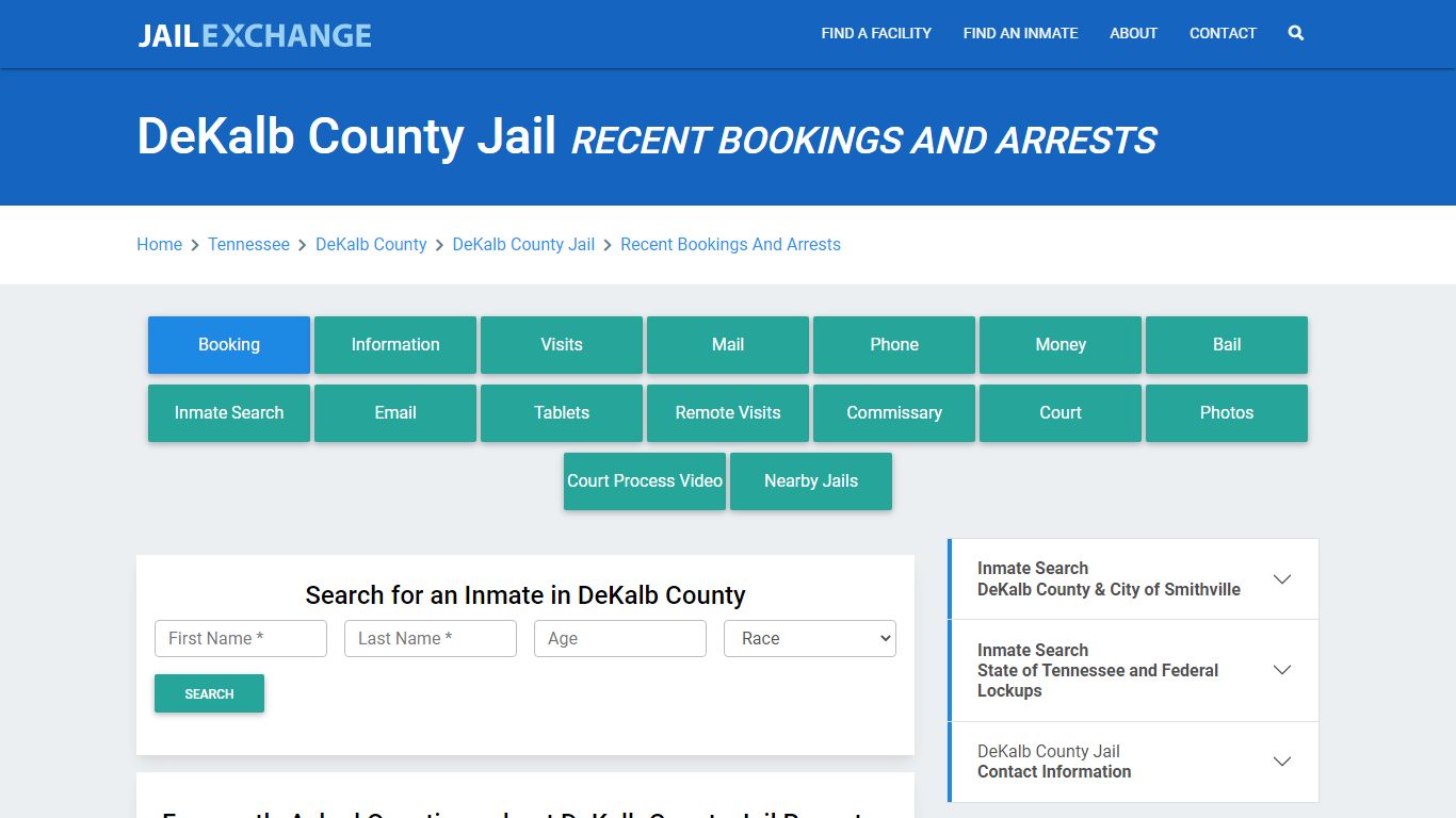 DeKalb County Jail TN Recent Arrests and Bookings - Jail Exchange